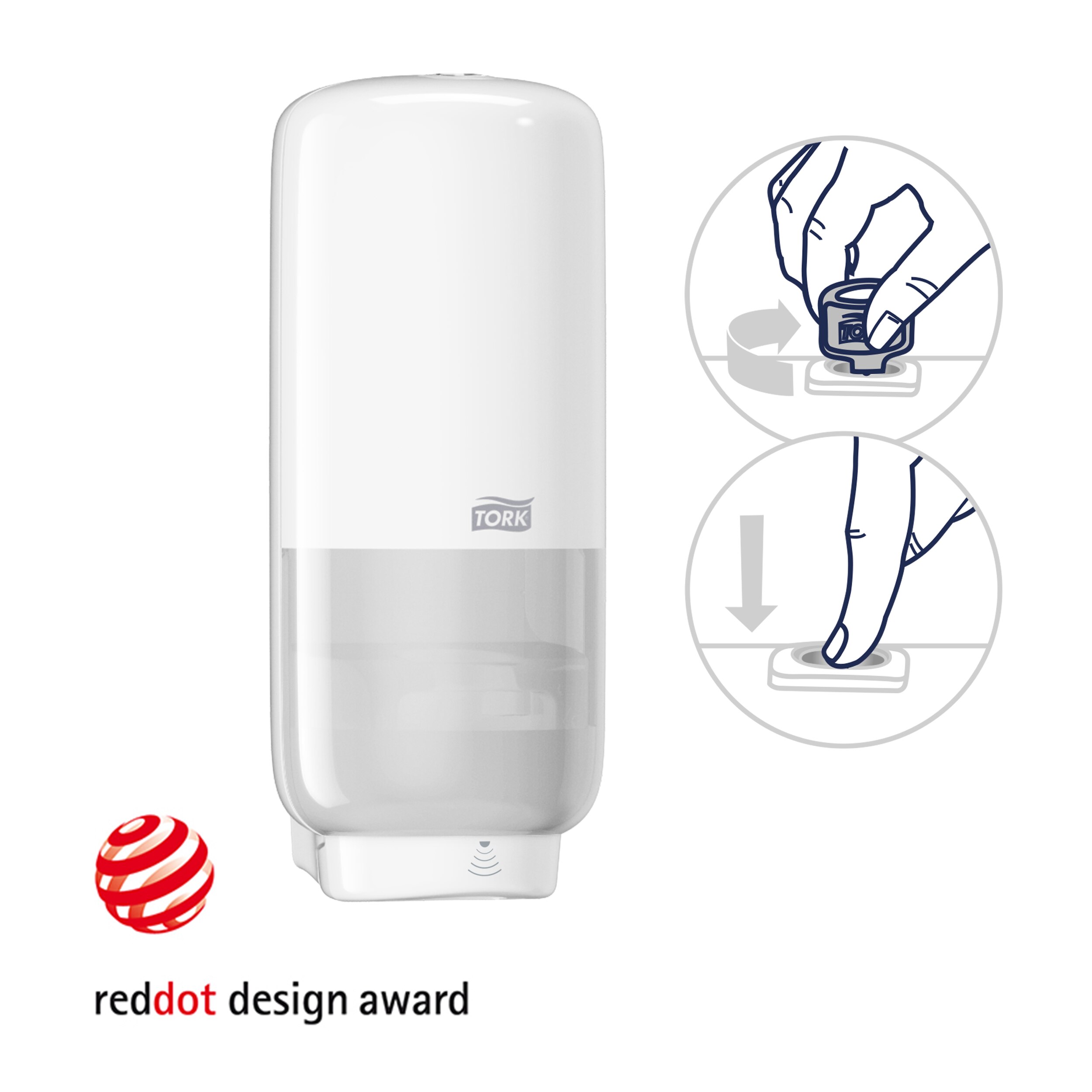 Automatic soap and disinfectant dispenser, with sensor, S4, white