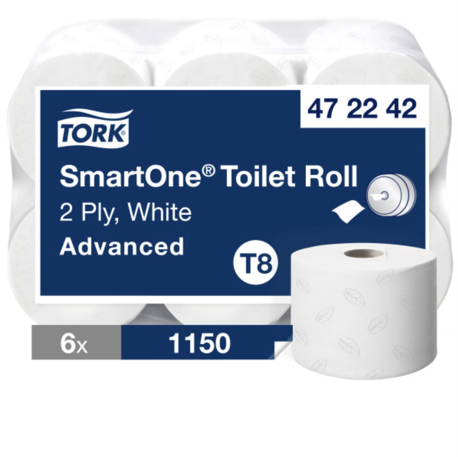 Toilet paper roll SmartOne 2-ply, 207 m roll, white.