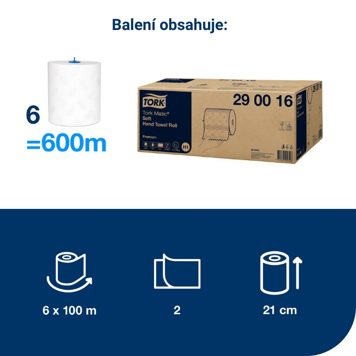 Paper towels Tork MATIC Soft Premium 2 ply, H1, white, 21cm / 100 m, 400 pieces