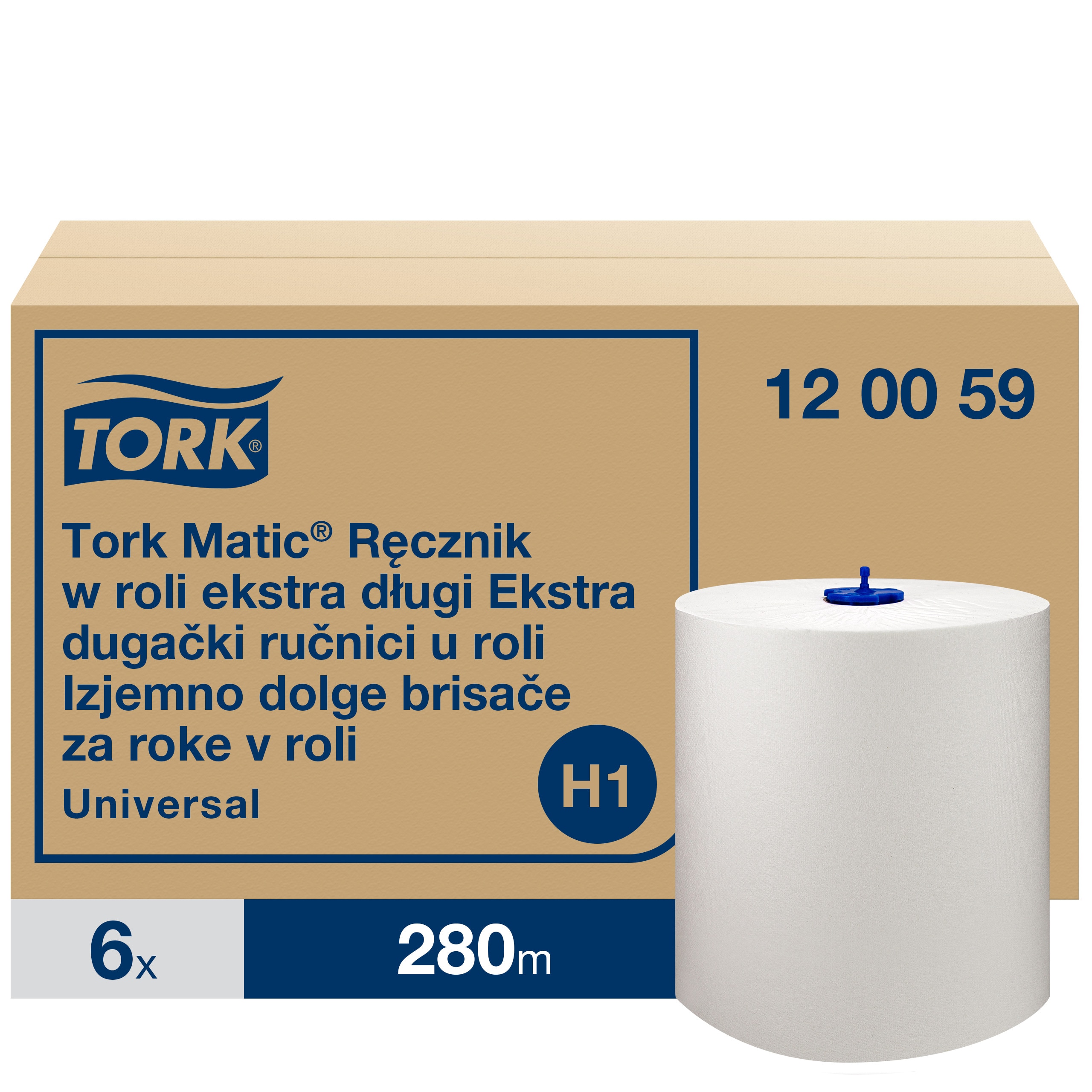 Tork Matic paper towels - extra long roll Universal, 1 ply, H1, 21 cm / 280 m, 1120 pieces, white