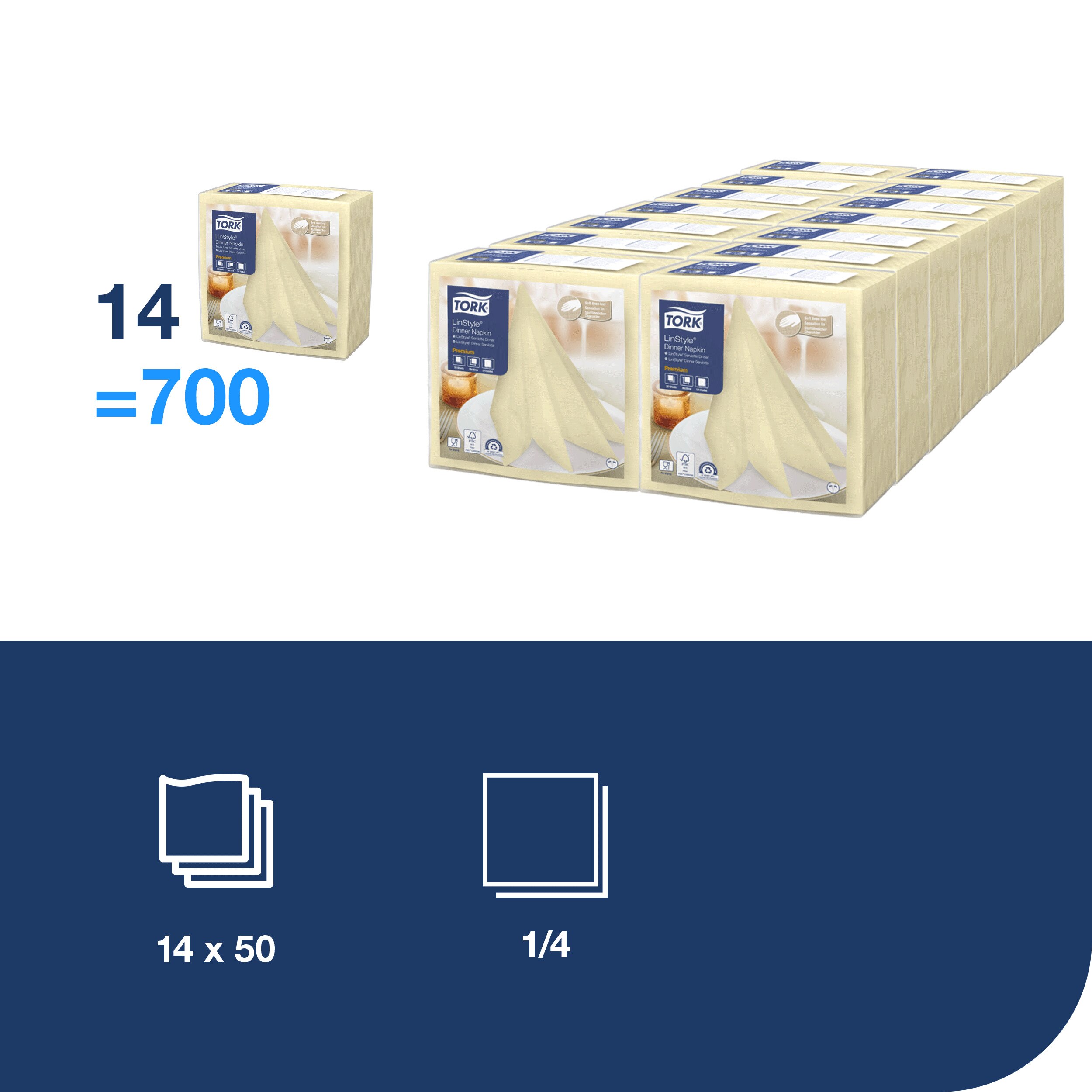 Linstyle PREMIUM napkins 39 x 39 cm, champagne, 50 pcs.