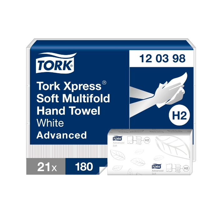Paper towels Tork Xpress Multifold Advanced 2-fold, H2, 180 towels, 21.2 x 25.5cm