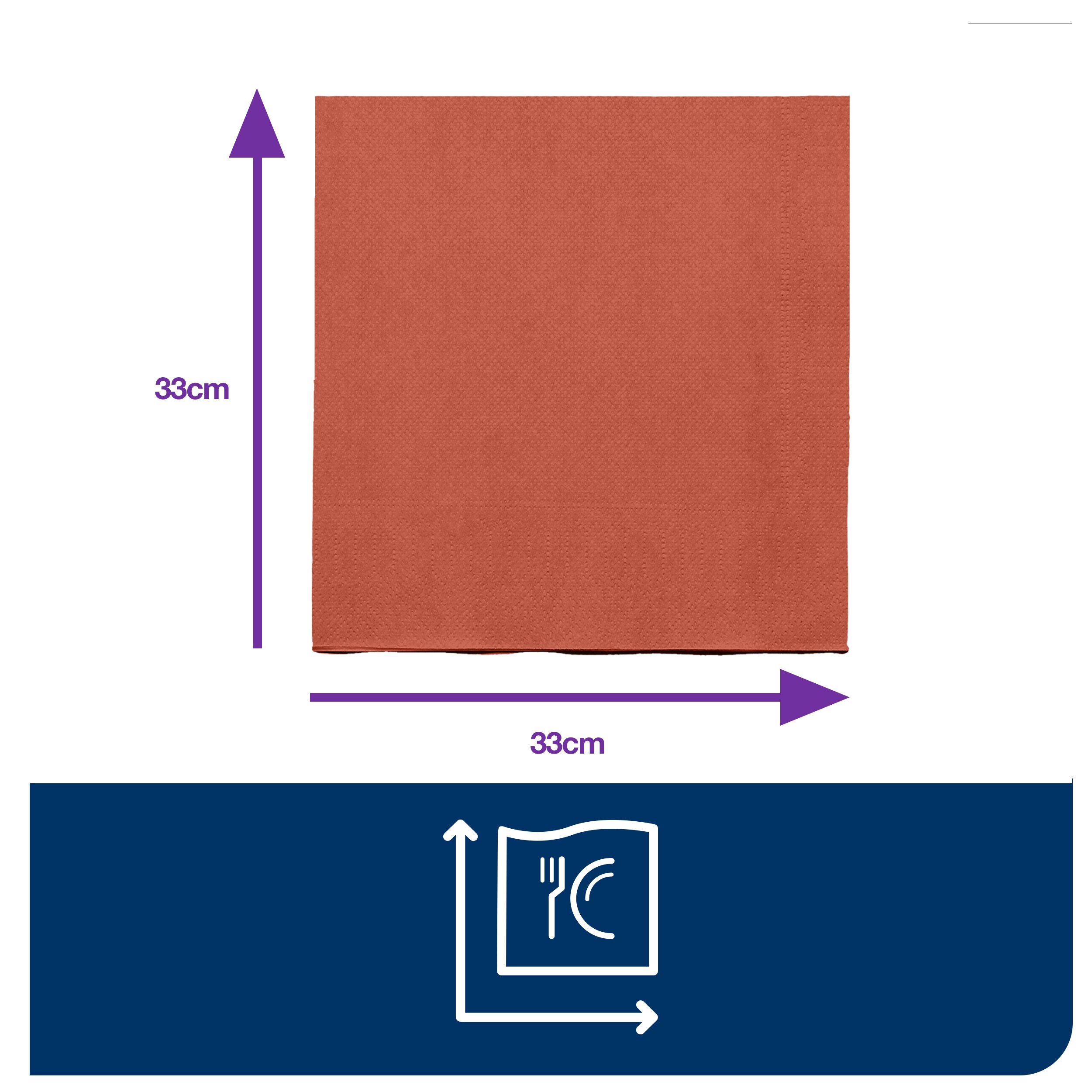 Paper napkins 33 x 33 cm, 2-ply, terracotta, 200 pcs.