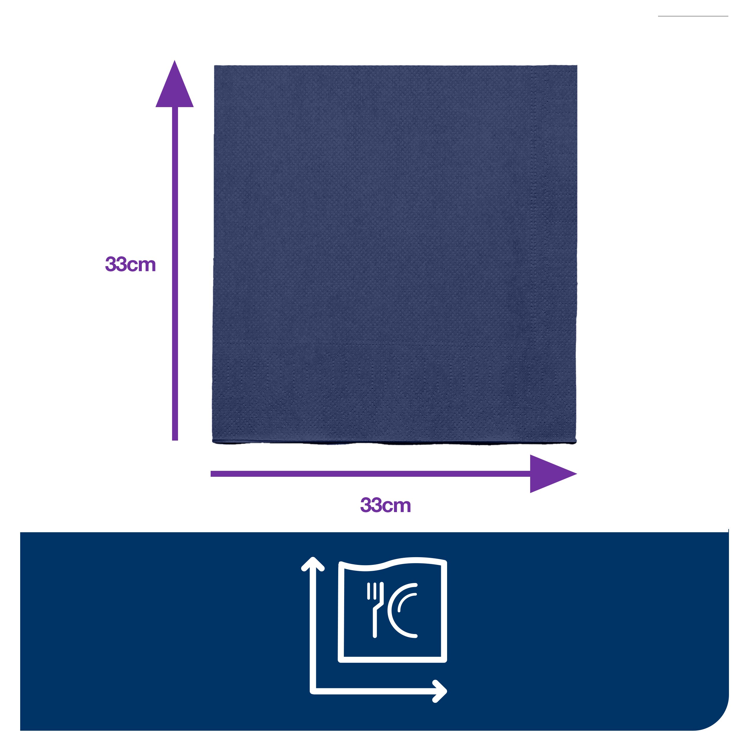 Paper napkins 33 x 33 cm, 2-ply, dark blue, 200 pcs.