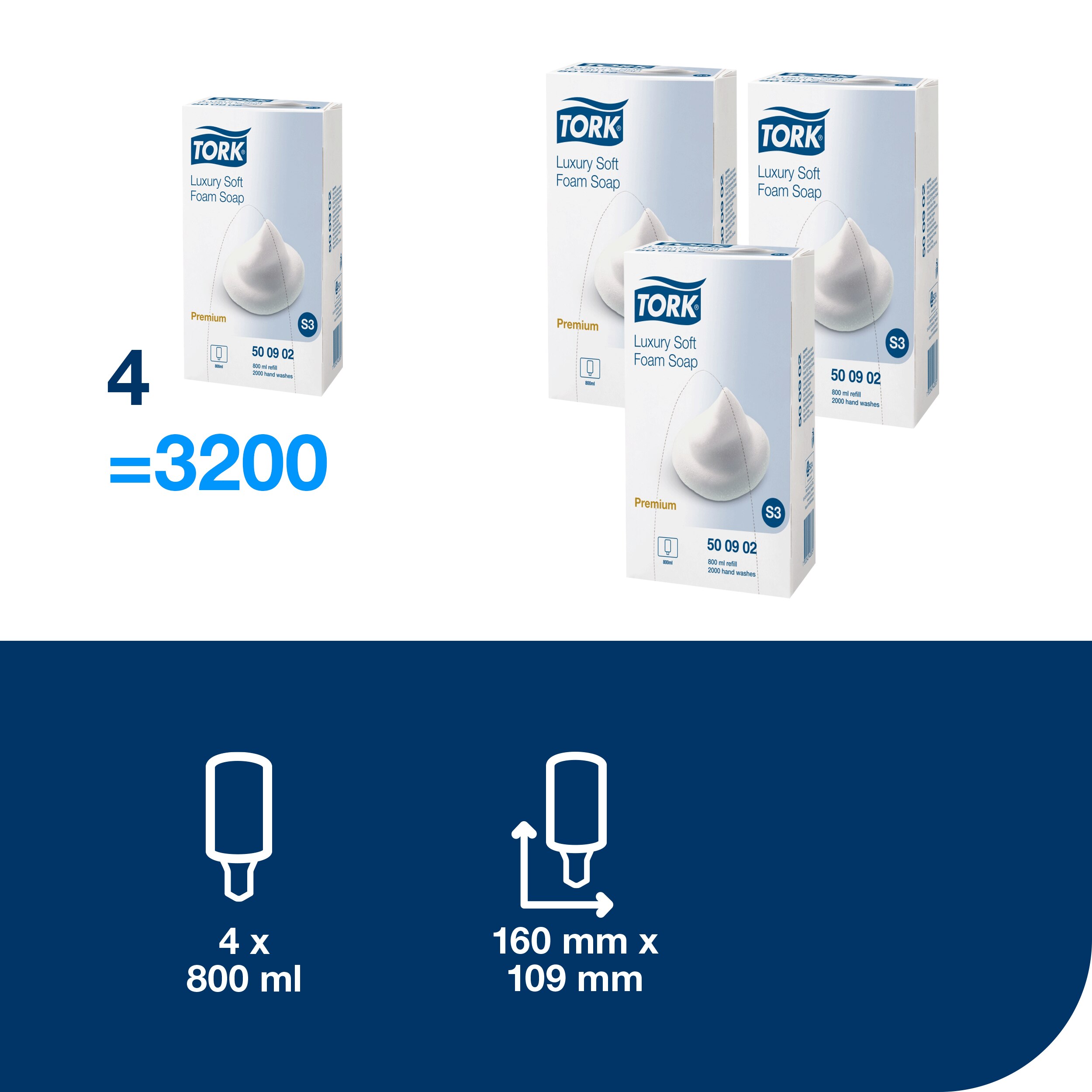 Foam soap luxury gentle, 800 ml S3, 2000 doses