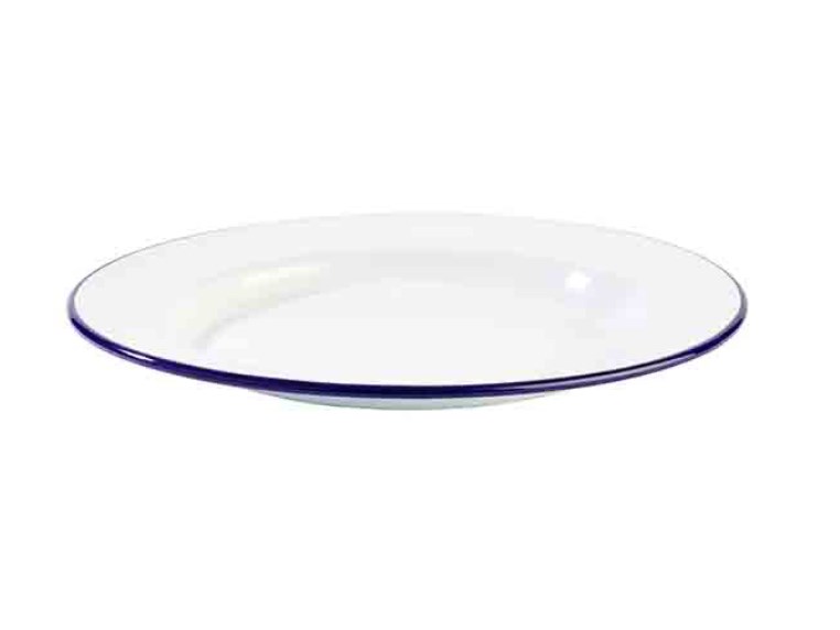 Enamelware tray diam. 26cm, height 2cm white enamel