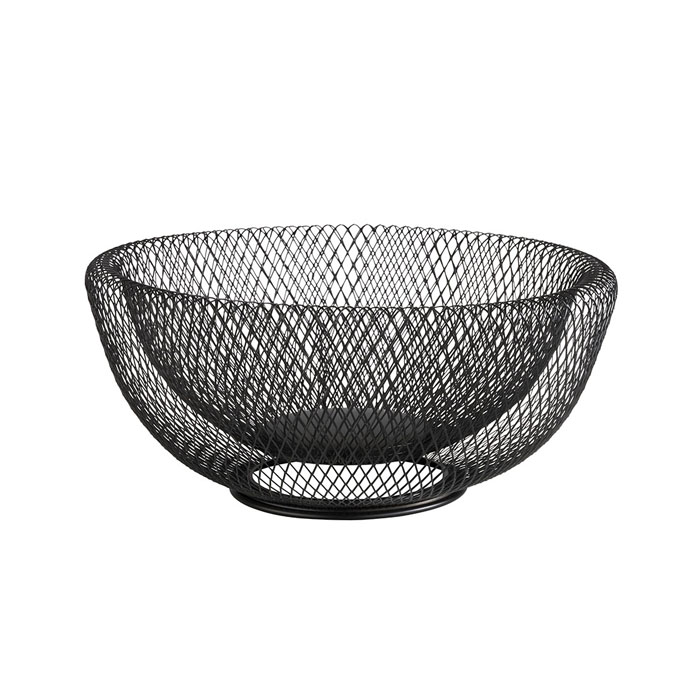 košík WIRE, kov, černá, pr. 31 cm, v. 14 cm