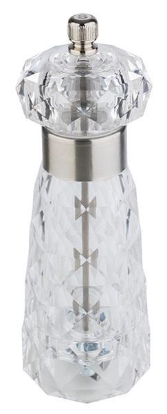 mlýnek na sůl DIAMOND, akryl, nerez, matný, pr. 6 cm, v. 18 cm