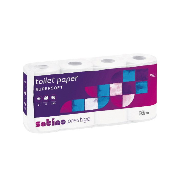 Toaletní papír PRESTIGE / SAMMY, 2vrstvý, návin 19,8 m, bílý / 8 ks