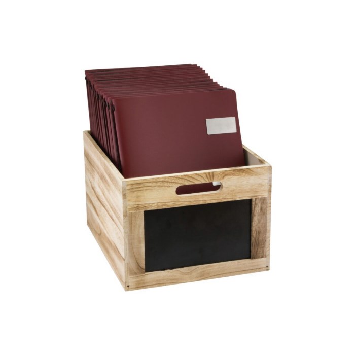 Dřevěný box  s popisovacími tabulkami 21 x 35 x 28,3 cm