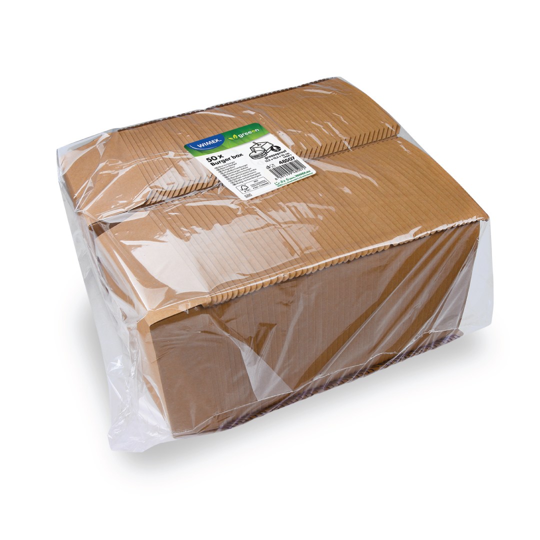 Box na hamburger, hnědý nepromastitelný, 13,5 x 13,5 x 10cm / 50 ks