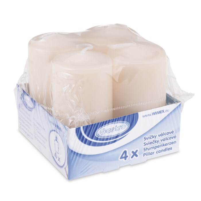 candle 5x10 cm / 4pcs white cylindrical