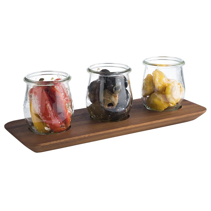 Serving board NARROW, 31 x 11 cm, 3 recesses