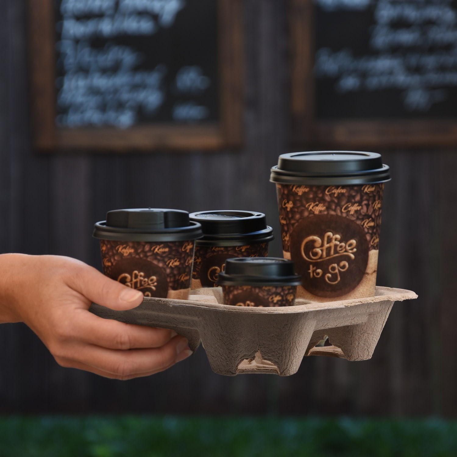 Papírový podnos na 4 kelímky 22 x 22 cm, 50 ks