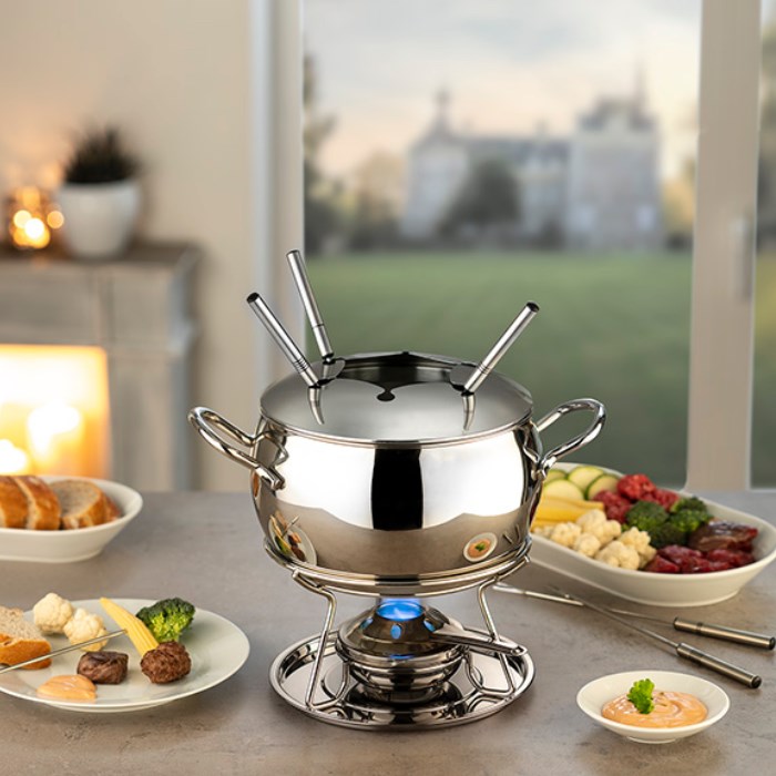 Fondue set and punch bowl