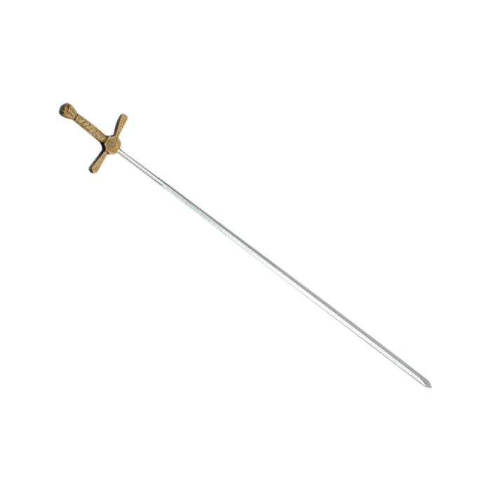 Flambovací jehla meč, ozdobná, nerez / mosaz - 255 mm
