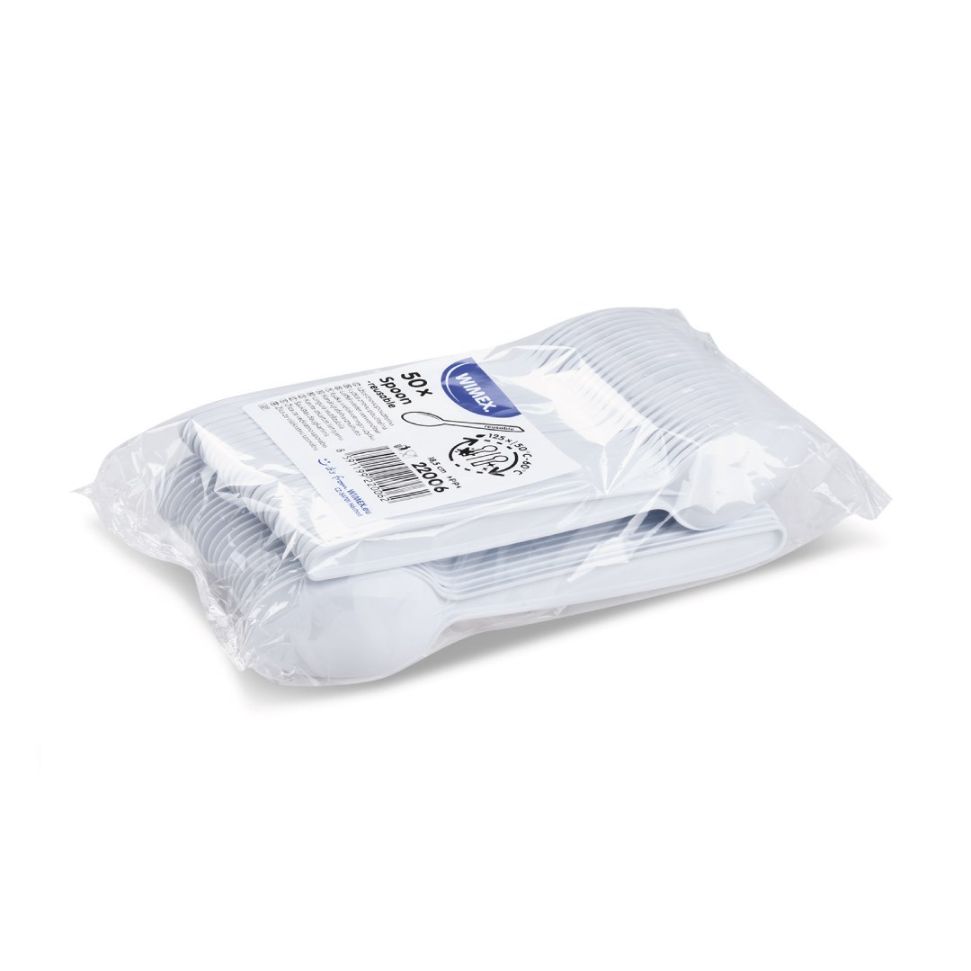 spoon PP white 18,5 cm reusable 50 pcs