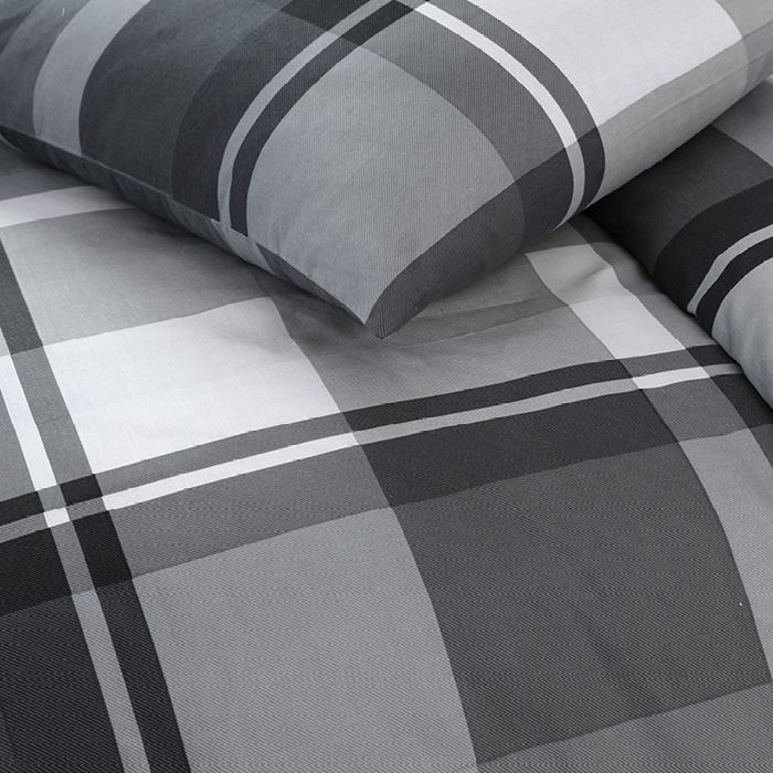 Ložní souprava TRENDY černo - šedé karo 140 x 200 + 70 x 90 cm
