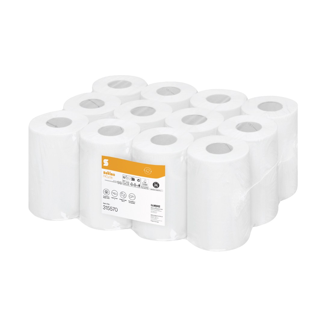 Paper towel, roll with internal unwinding MINI 314 pieces, 1-ply/120 m white WEPA
