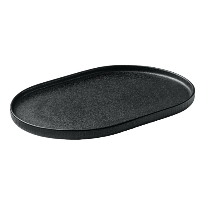 Platter oval coupe relief black 30cm