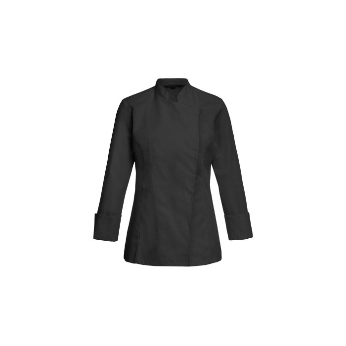 chef´s jacket ladies, concealed buttons, regular fit, s.S black