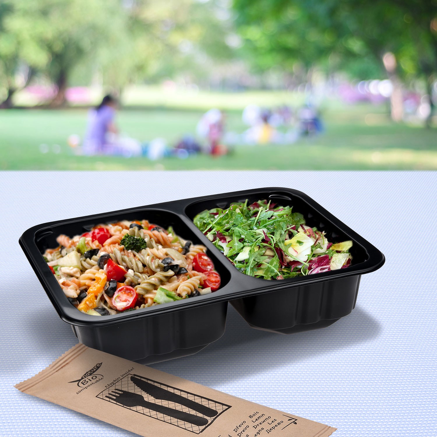 Zatavovací miska, 2-dílná černá (PP), 227 x 178 x 50 mm / 320 ks