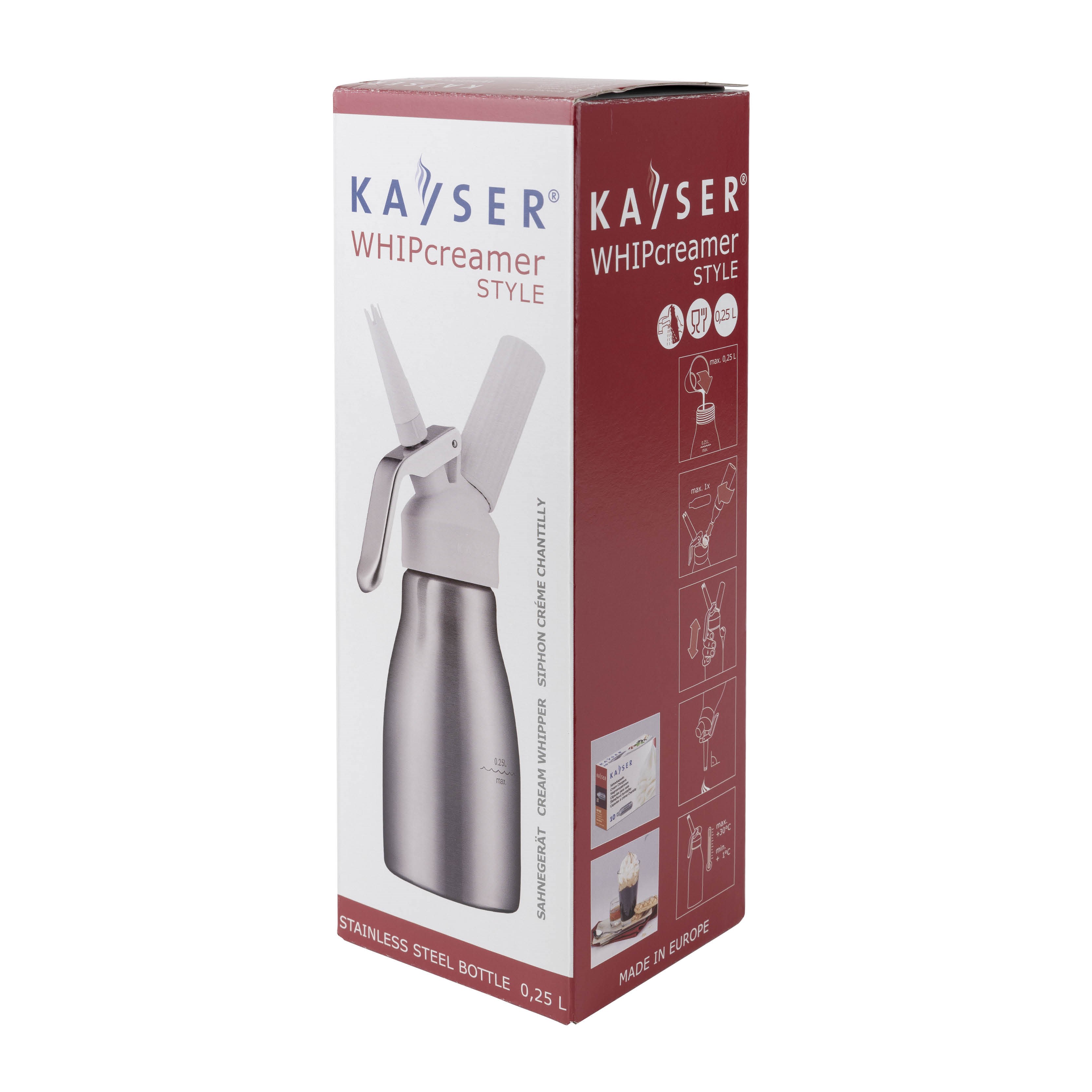 láhev šlehačková 0,25 l STYLE nerez/plast