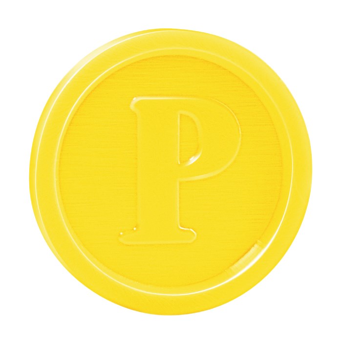 Žeton žlutý, průměr 23mm, PS, 100 ks