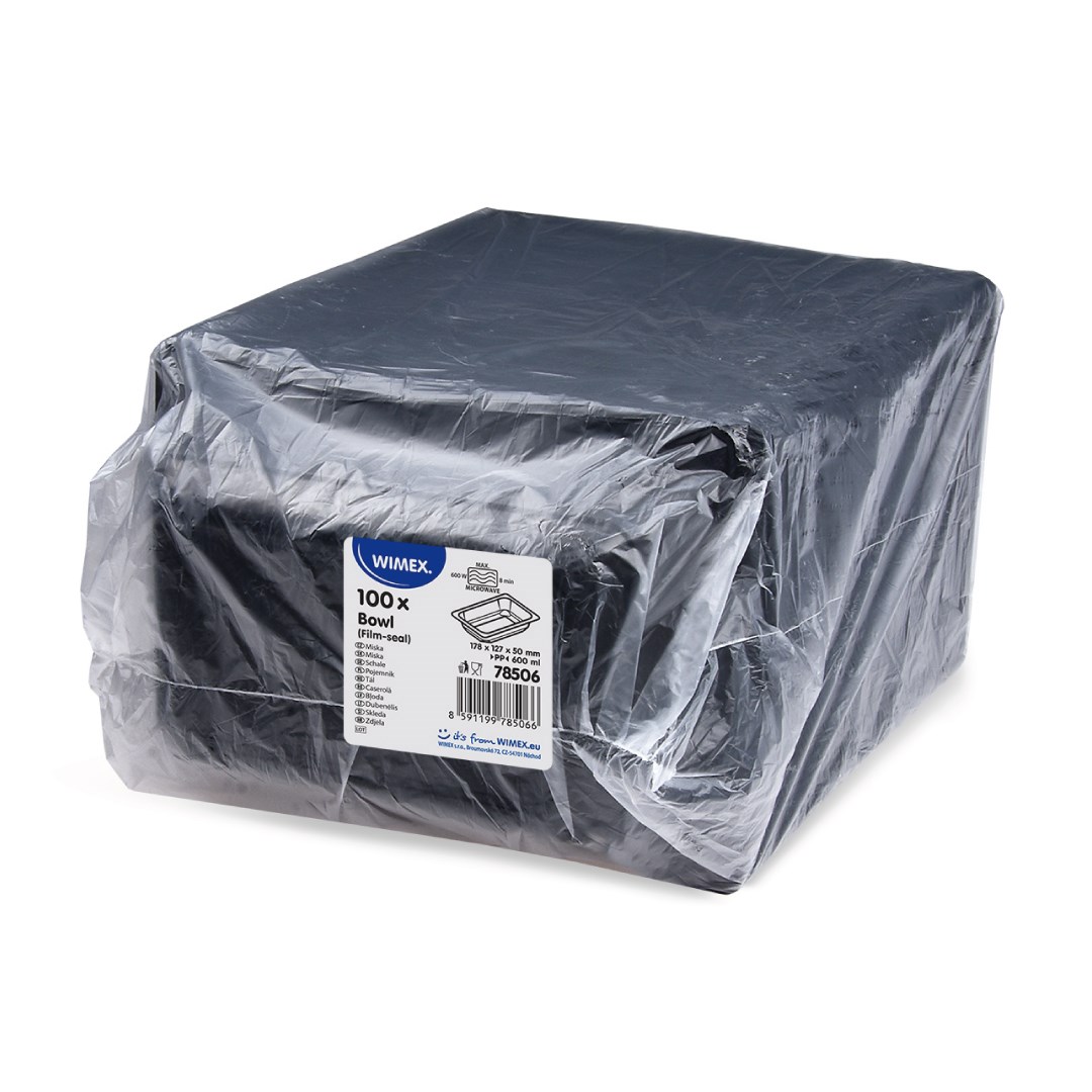 soup bowl 600ml square 178x127x50mm 100pcs black PP