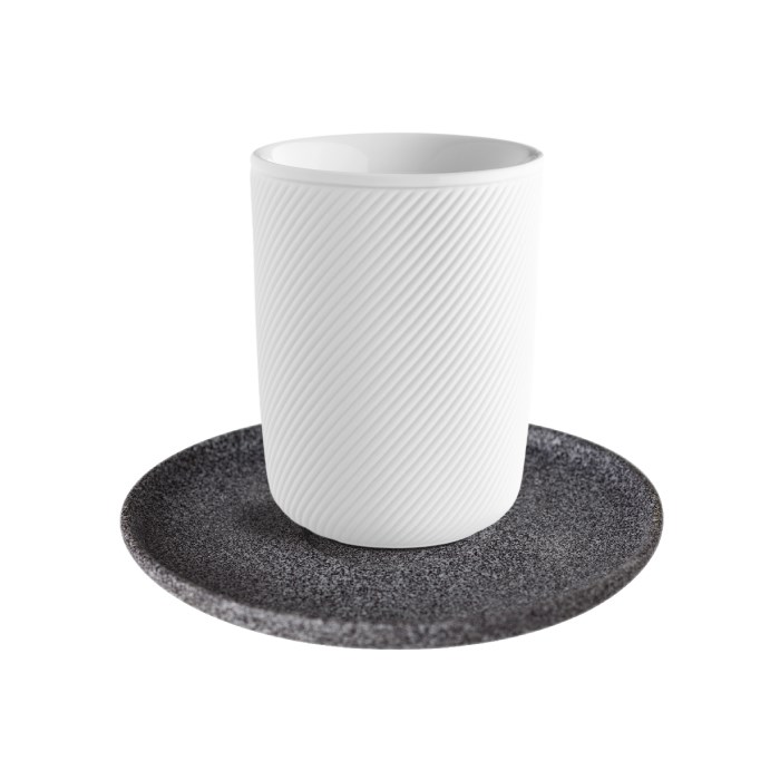 Porcelain double-walled cup TWIST raw, 250 ml
