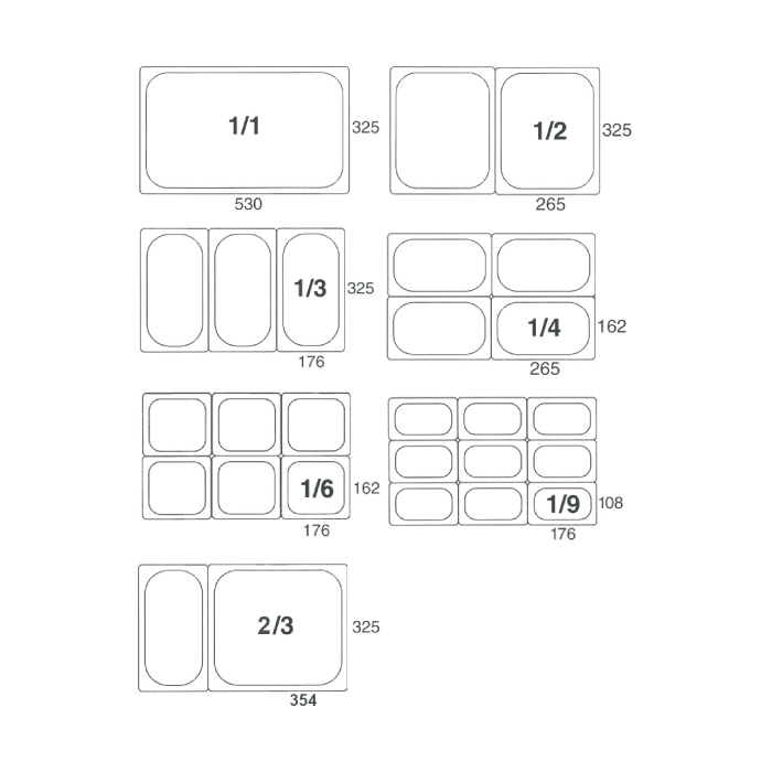 GN container 1/1, 40mm, 0,7mm