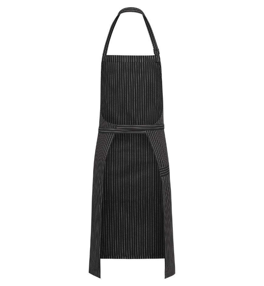 Apron with straps 70x90 cm, black and white stripe