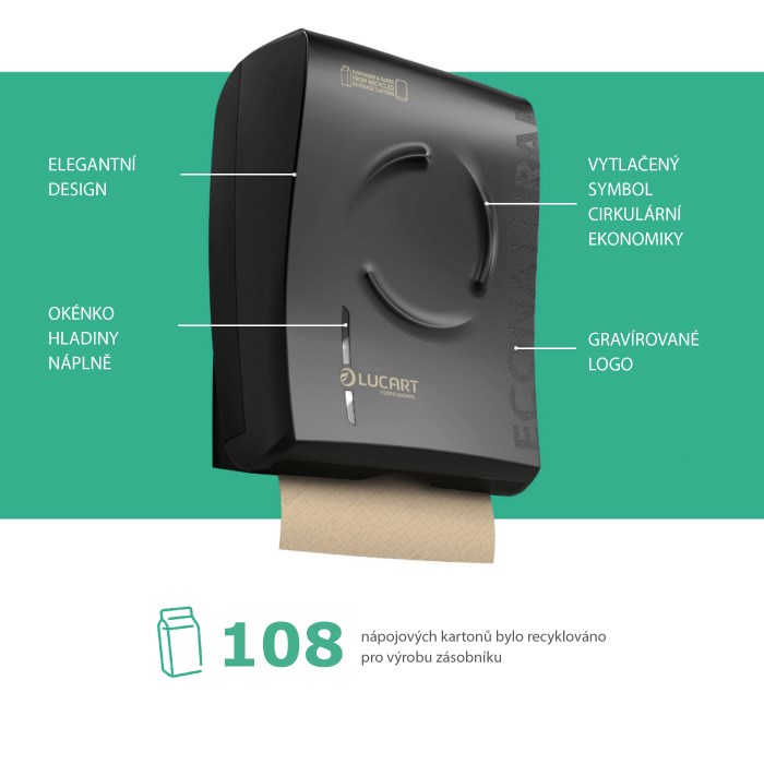 EcoNatural FLOW toilet paper dispenser, folded, black