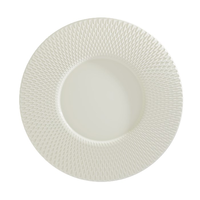 Plate flat round wide rim embossed 30cm