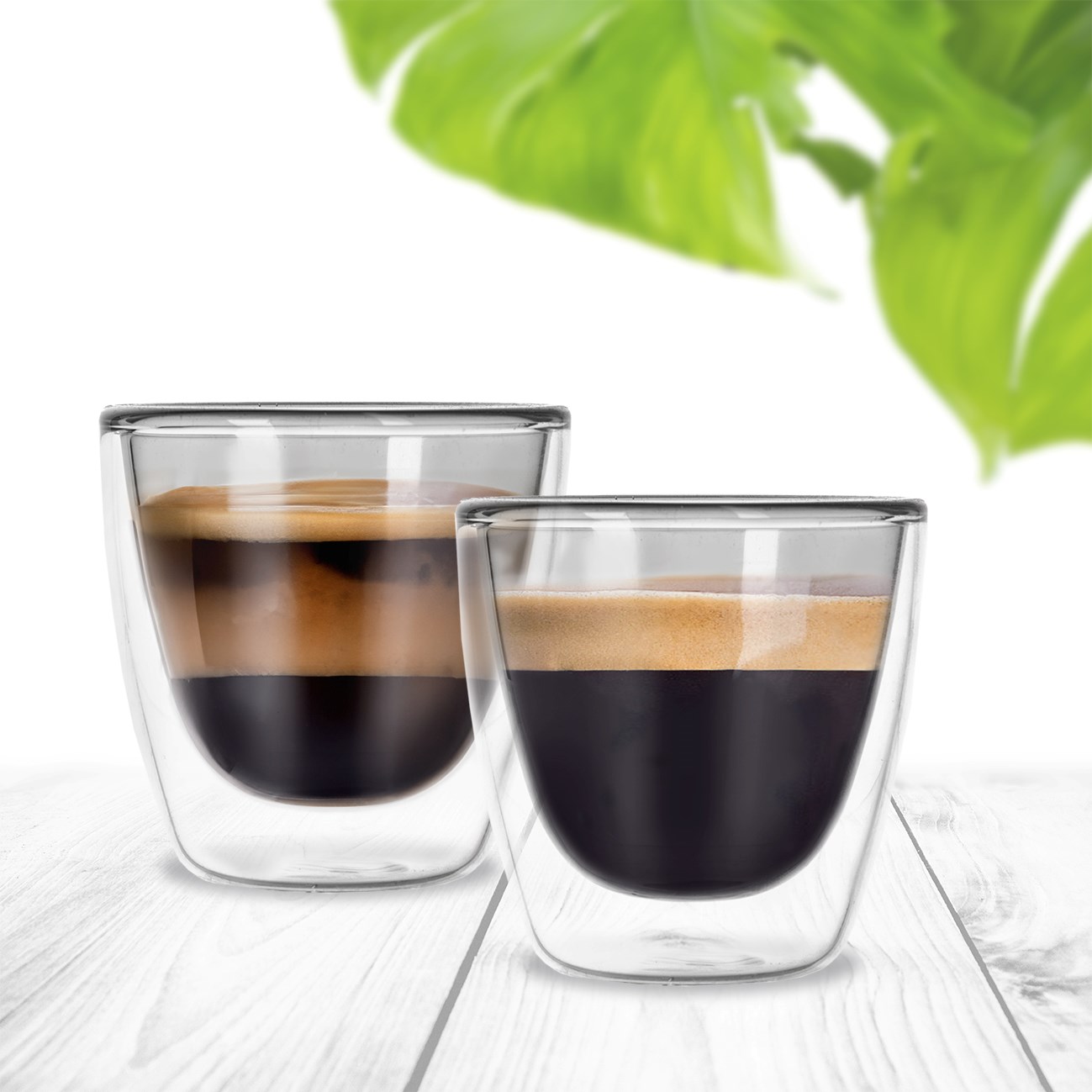 Double-walled glass DOUBLE espresso 0.11 l, gray, set of 2
