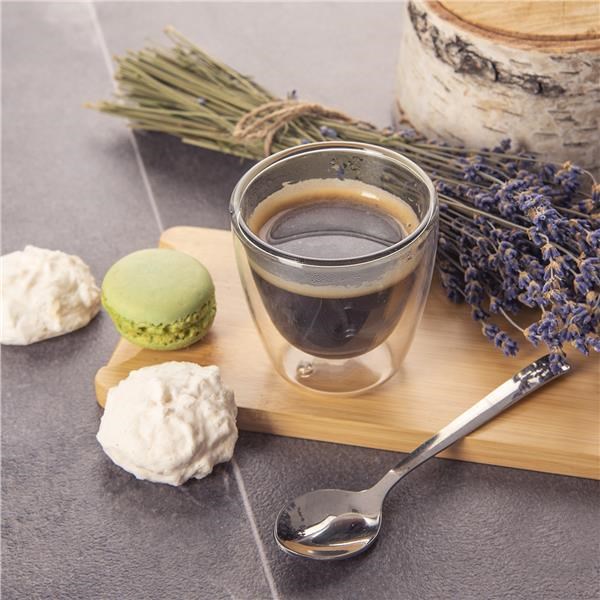 Double-walled glass DOUBLE espresso 0.11 l, gray, set of 2