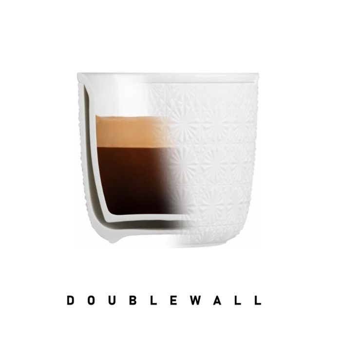 DOUBLEWALLS Porcelain double-walled cup WAVE raw, 18 cl