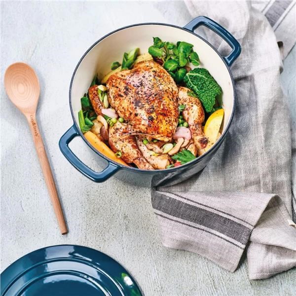 FONTESTIC cooking pot heron green D20cmxH10,5cm 2,7l cast iron with lid