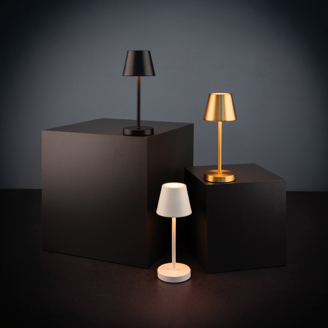Stolní lampa MERLE MICRO zlatá, výška 20 cm