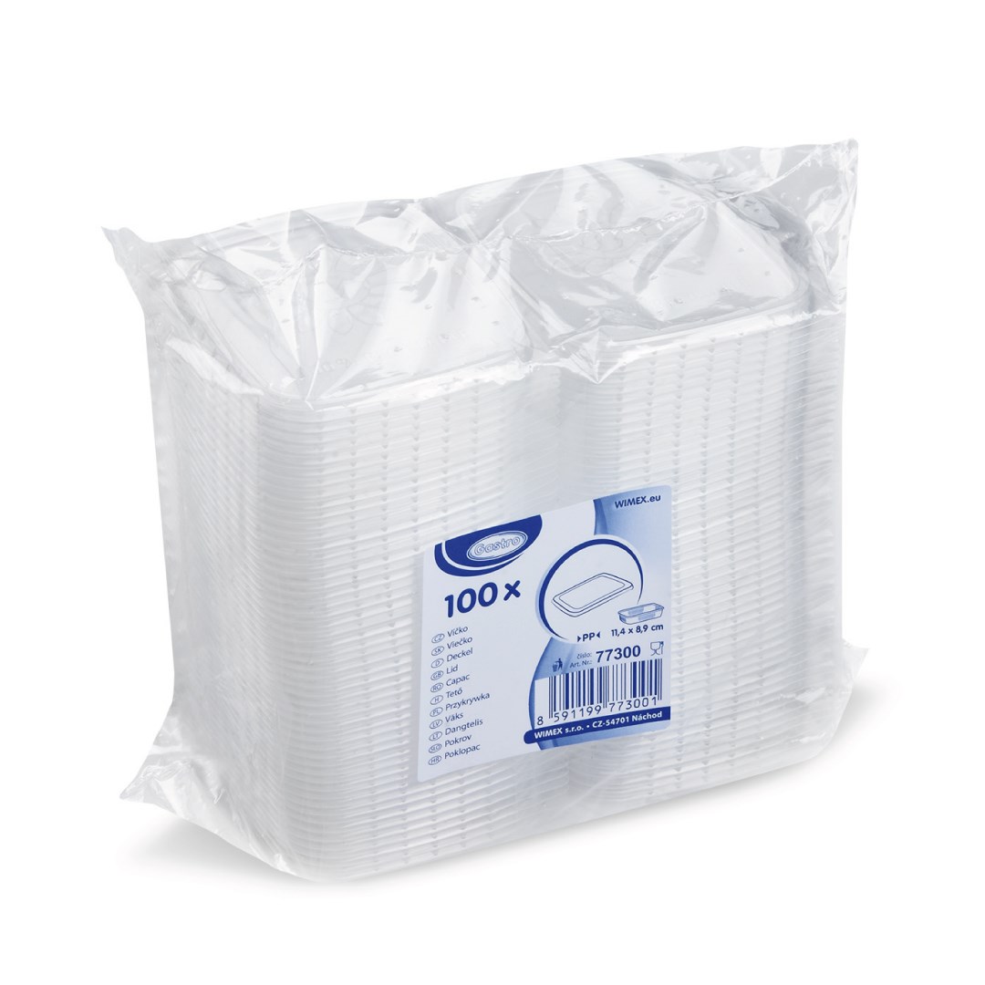 víčko hranaté, 100ks průhledné (PP)