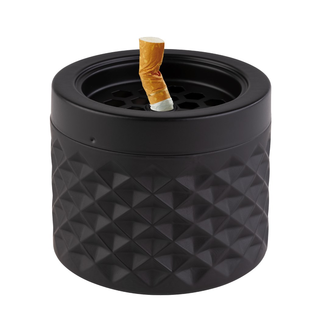 Ashtray NEBULA, 9.5 cm, h 8 cm, glass / black metal