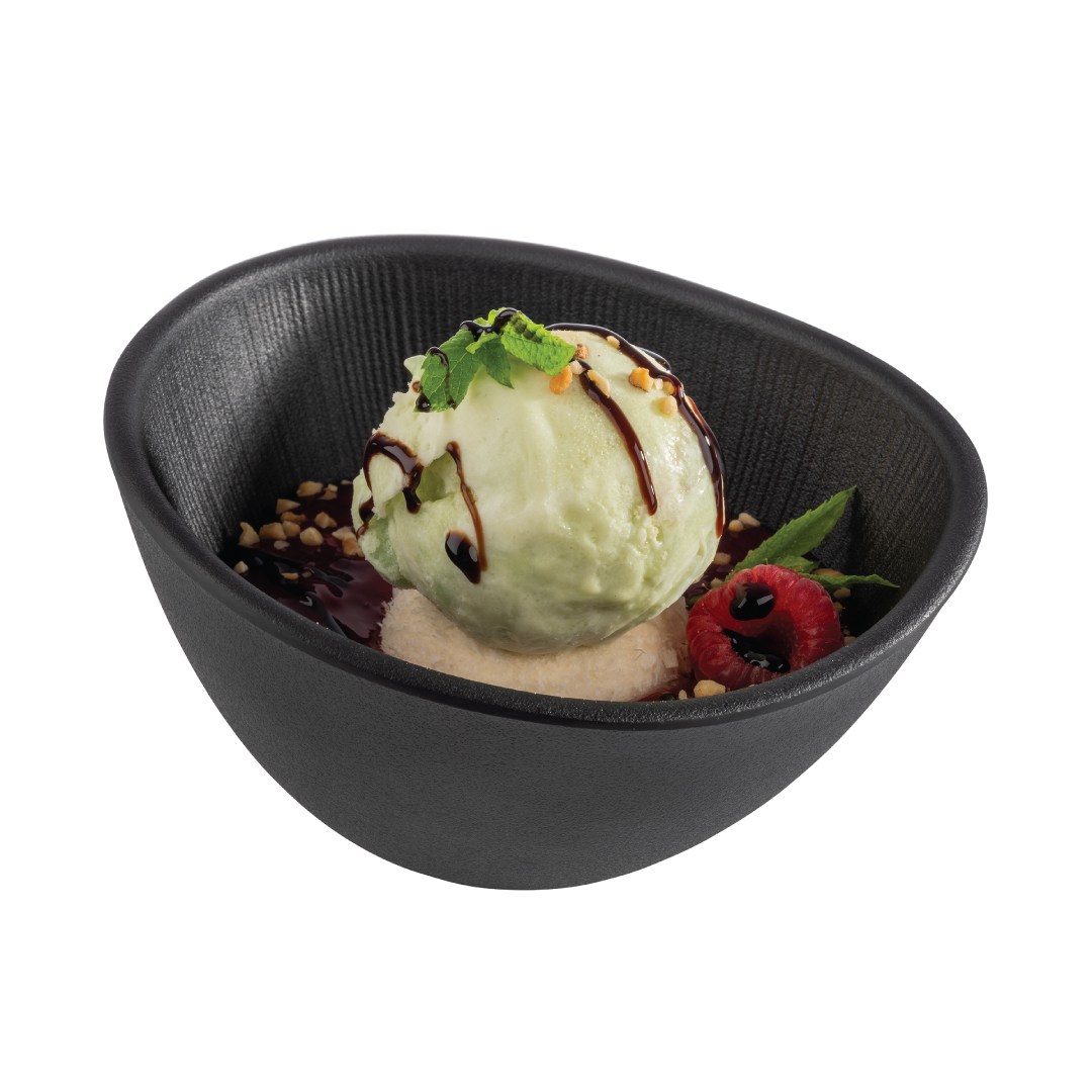 Melaminová miska NERO, 14,5x12,5 cm, oválná, černá