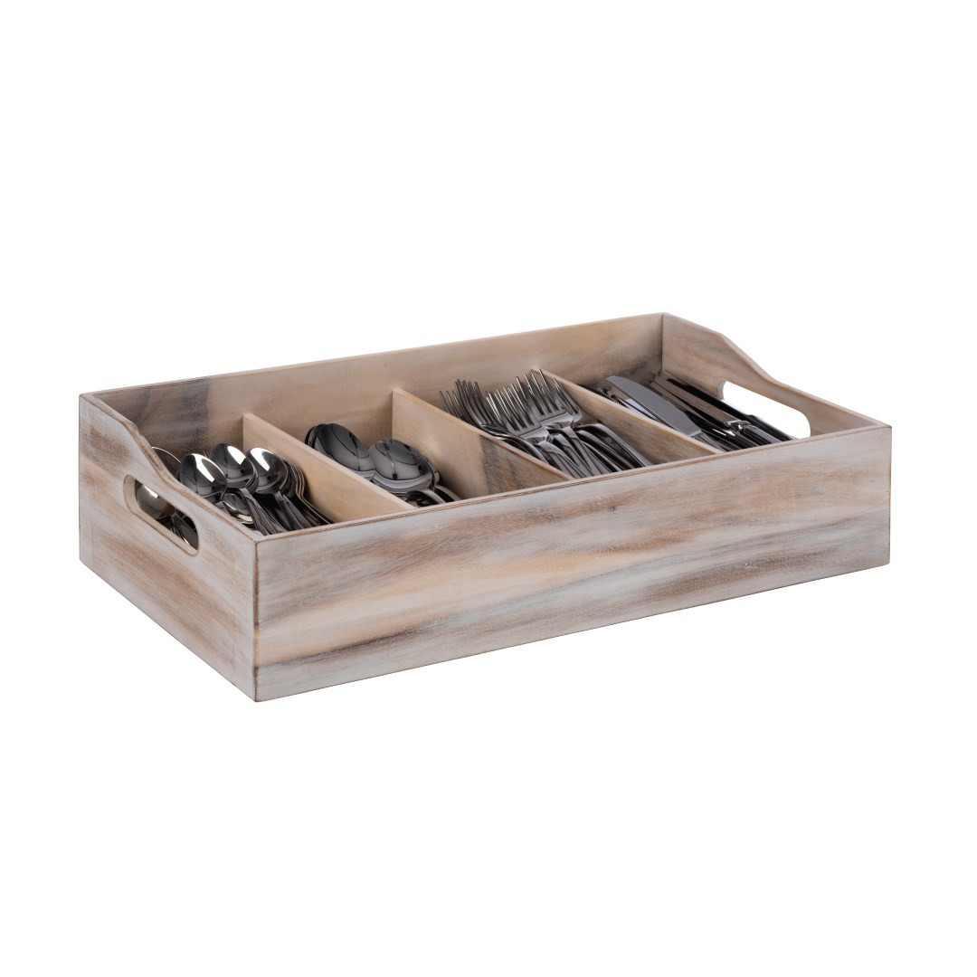 Cutlery box VINTAGE WHITE, wooden