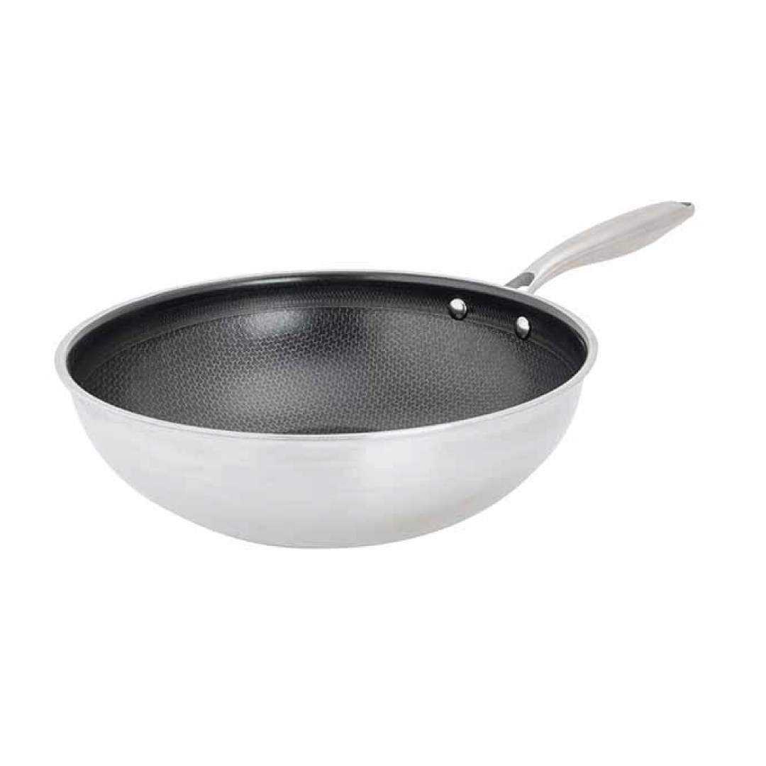 pánev wok 28 cm nerez s nepřilnavým povrchem HEXAPRO