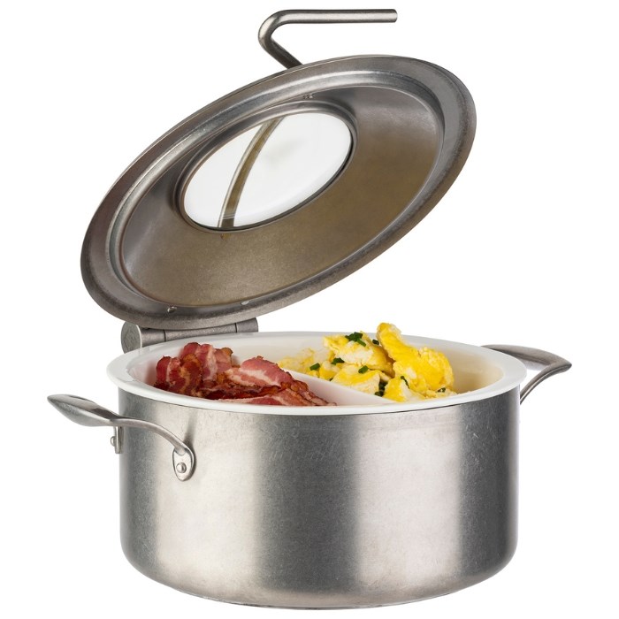 Porcelain chafing dish insert, divided, 29.5 cm