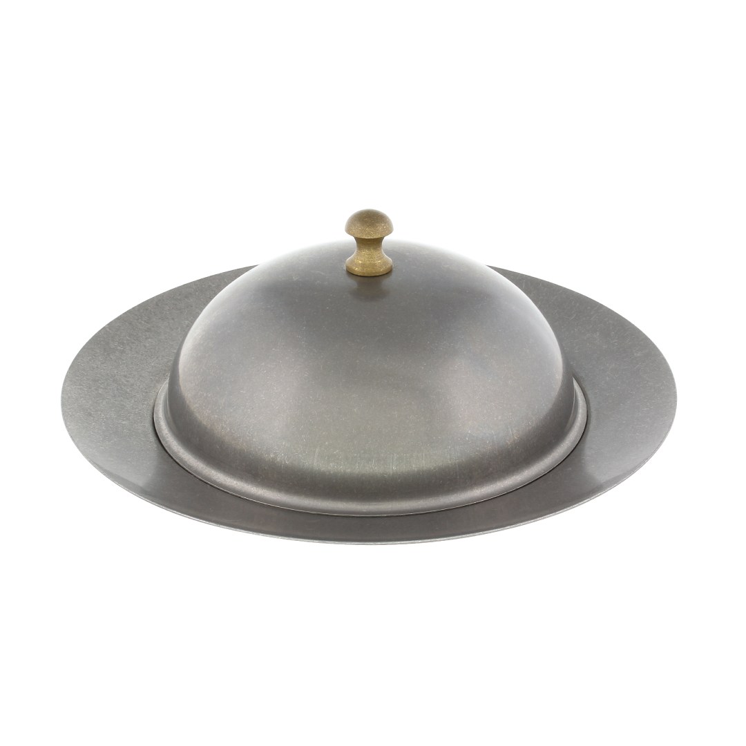 Plate round w. cloche silver 20m