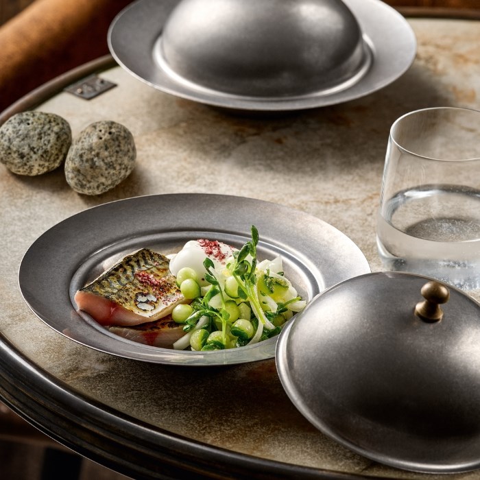 Playground Spotlights plate with glaze, diameter 20cm, stainless steel, patina look