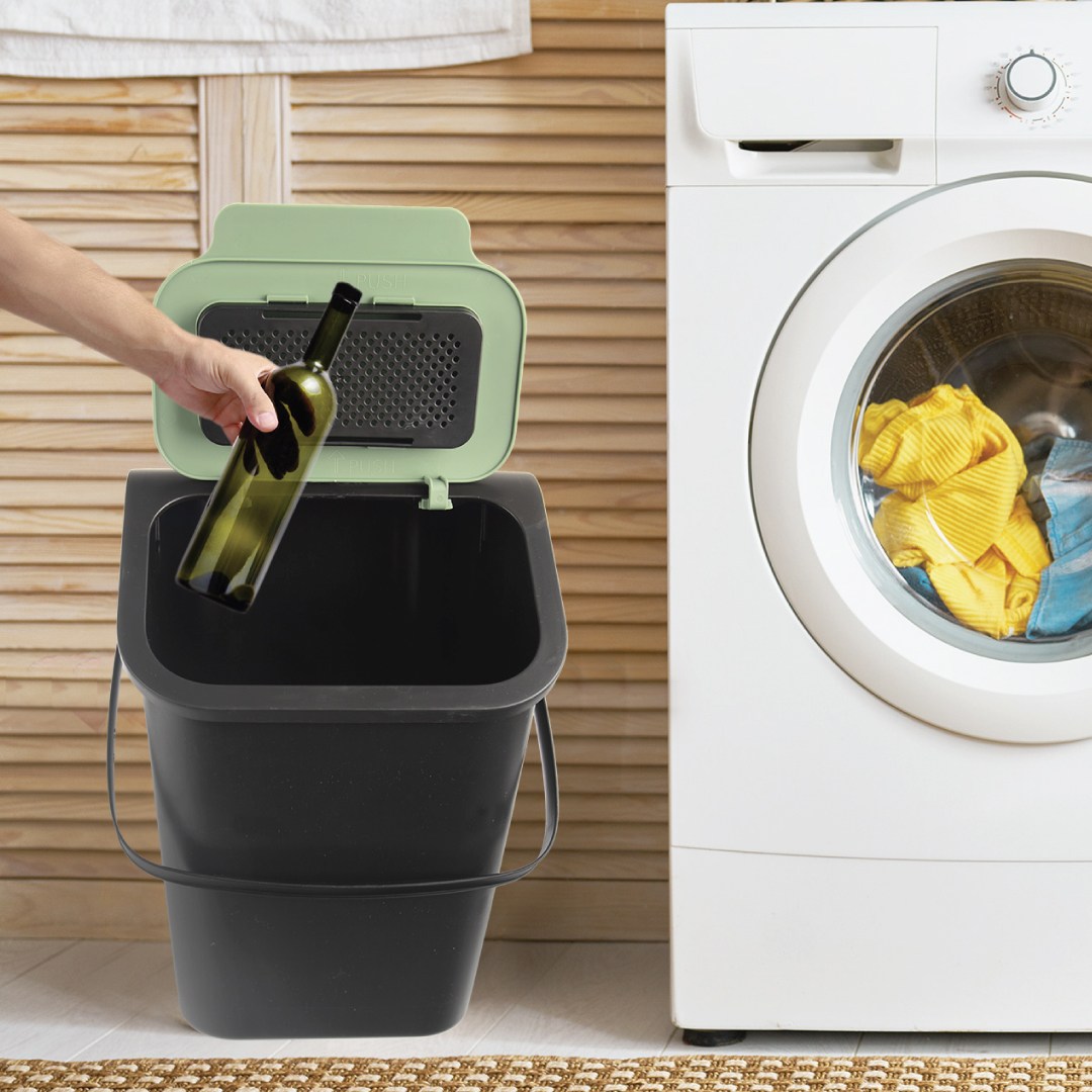 koš na třídění odpadu 25l,  37.5x25x38, plast černý/zelený