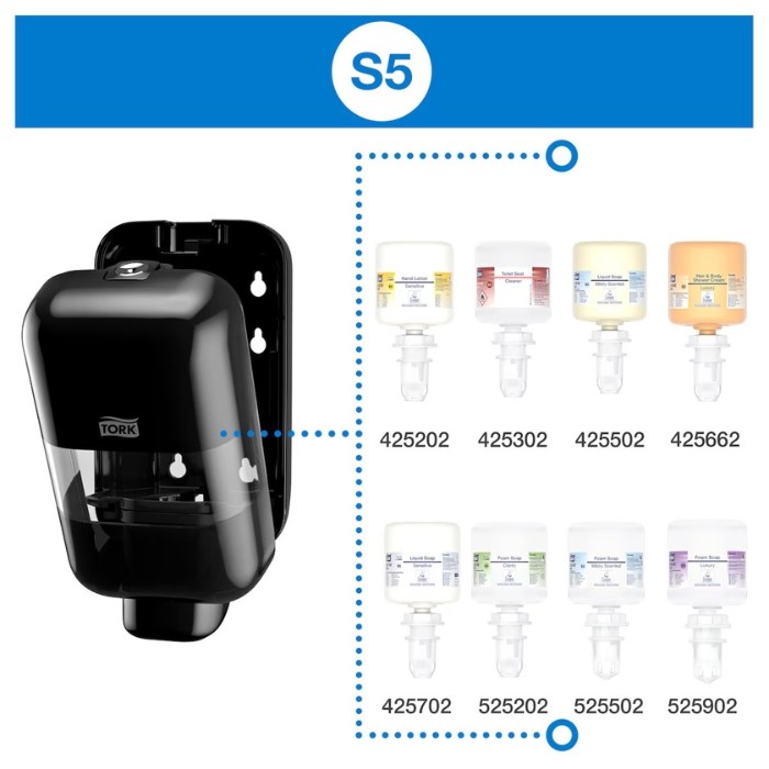 S-Box Mini black S5 foam, liquid soap and disinfectant dispenser
