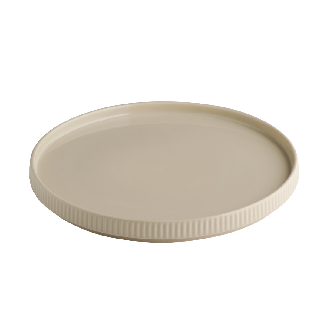 Plate THE GRID, porcelain, beige, diameter 26 cm, height 2.5 cm